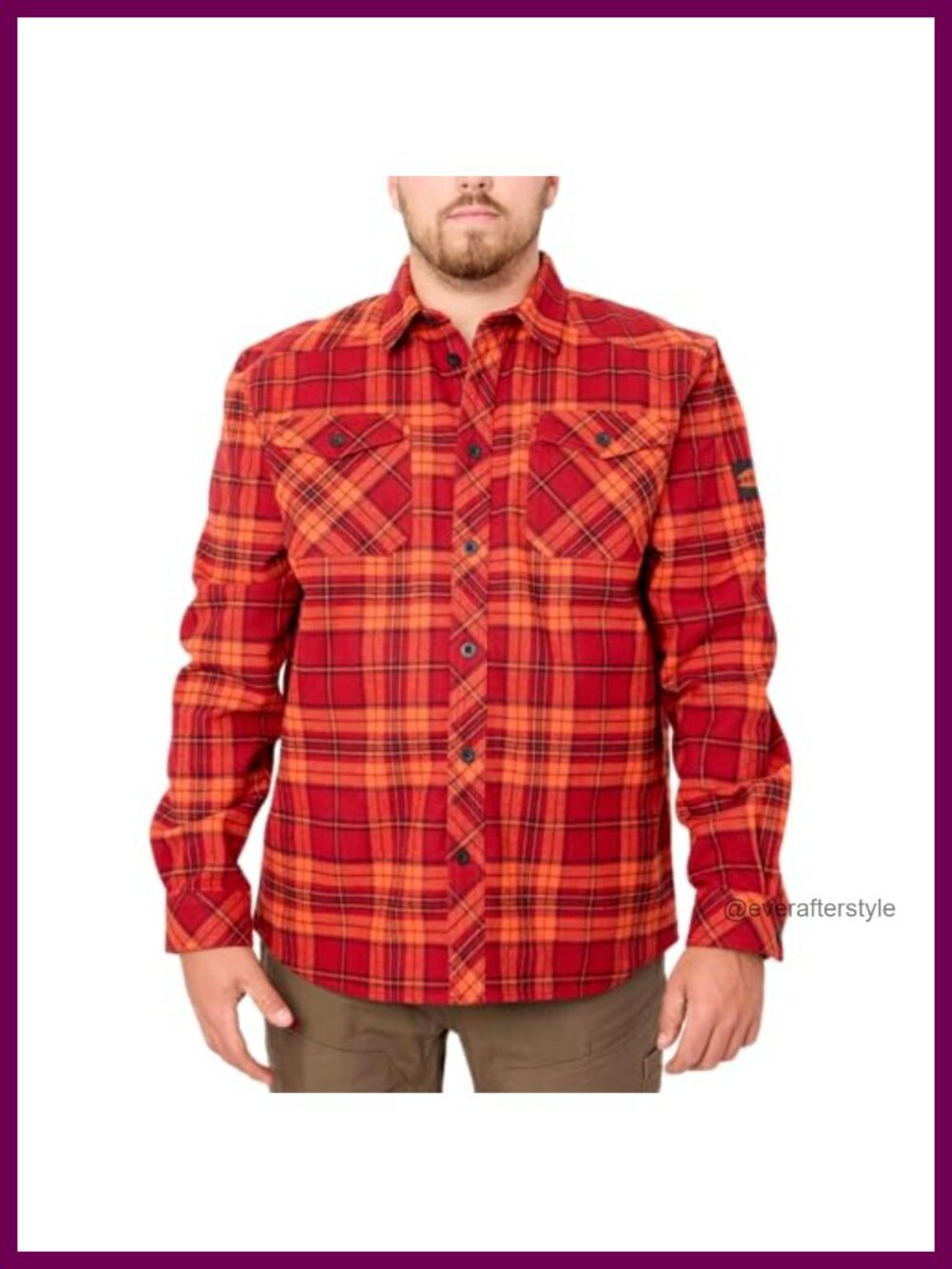 Heavy-Duty Stretch Cotton Spandex Flannel Shirt Button Down Workwear